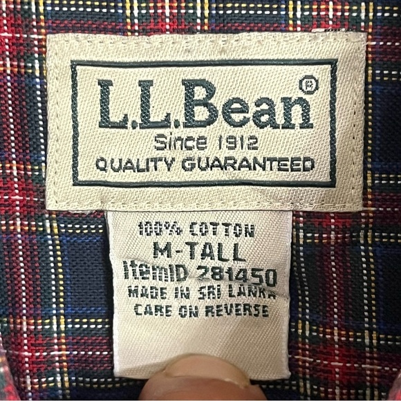 LL Bean Multicolor  Plaid Wrinkle Resistant Button Up Shirt Size Medium Tall - Picture 3 of 11